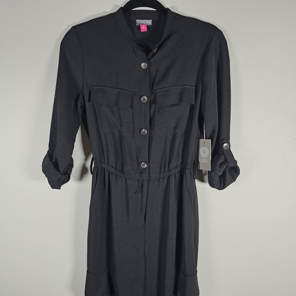 NEW Vince Camuto Womens Size 0 Spring Safari Rich Black Belted Jumpsuit-No Belt